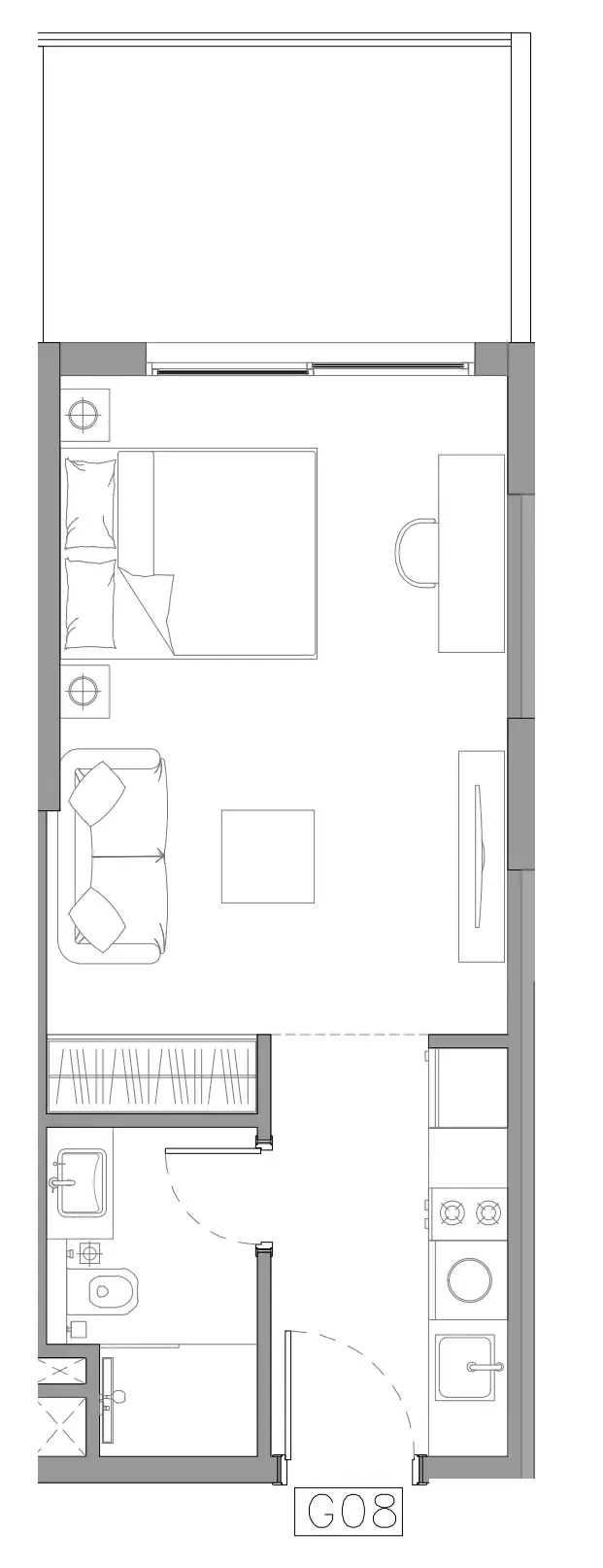 Trevino Studio floor plan, 430 sqft
