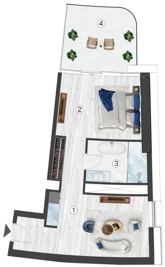 Radisson Blu Hotel & Residences Studio floor plan, 721 sqft