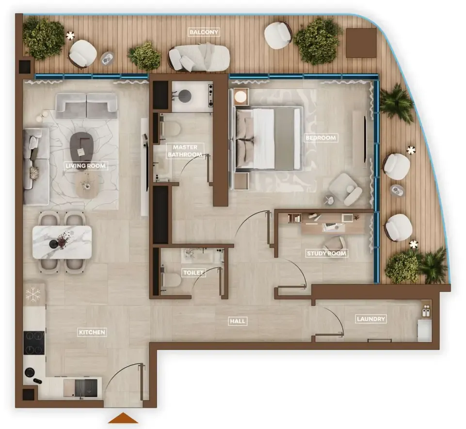 Sky Hills Astra 1 bed floor plan, 1,084 sqft