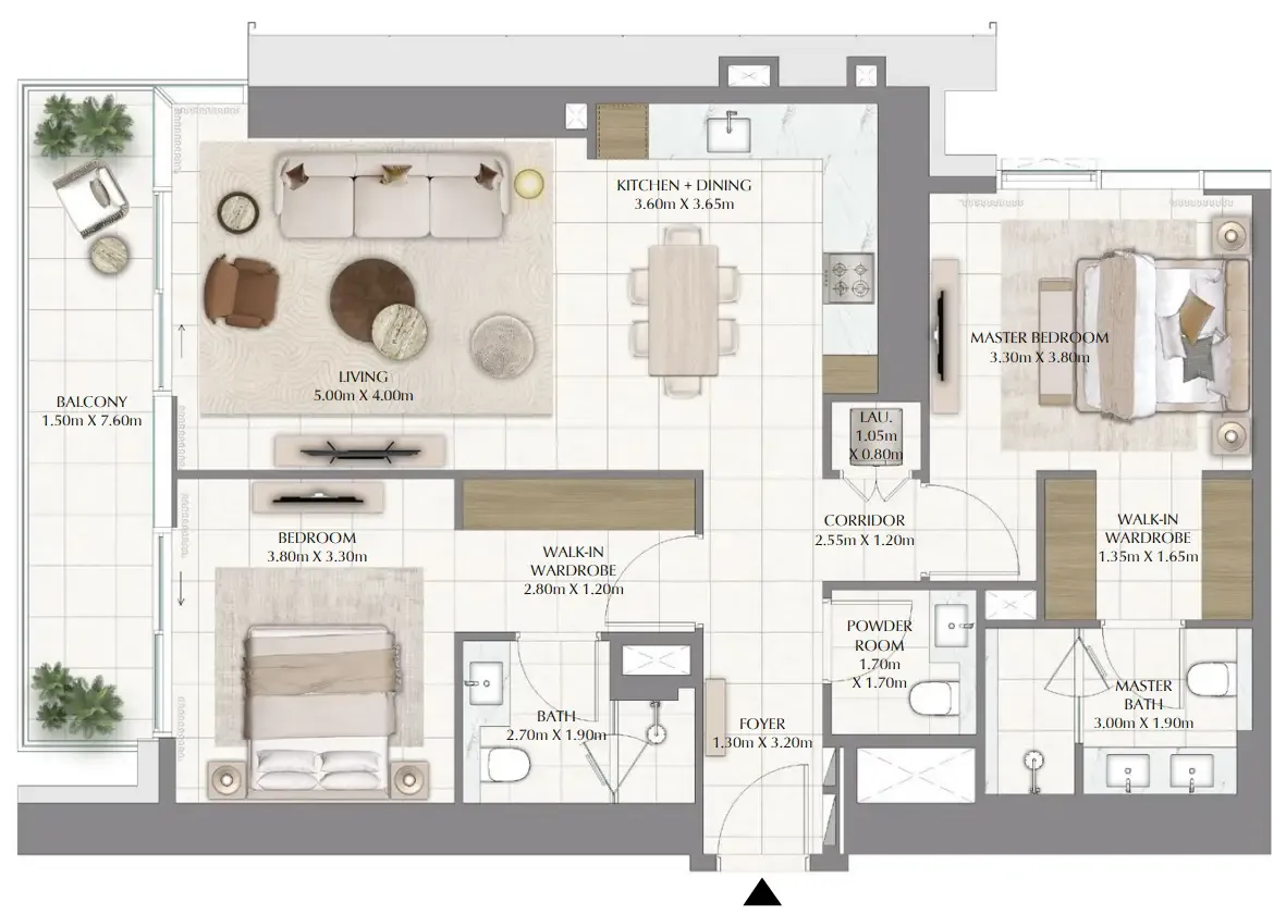Valia 2 bed floor plan, 1,257 sqft