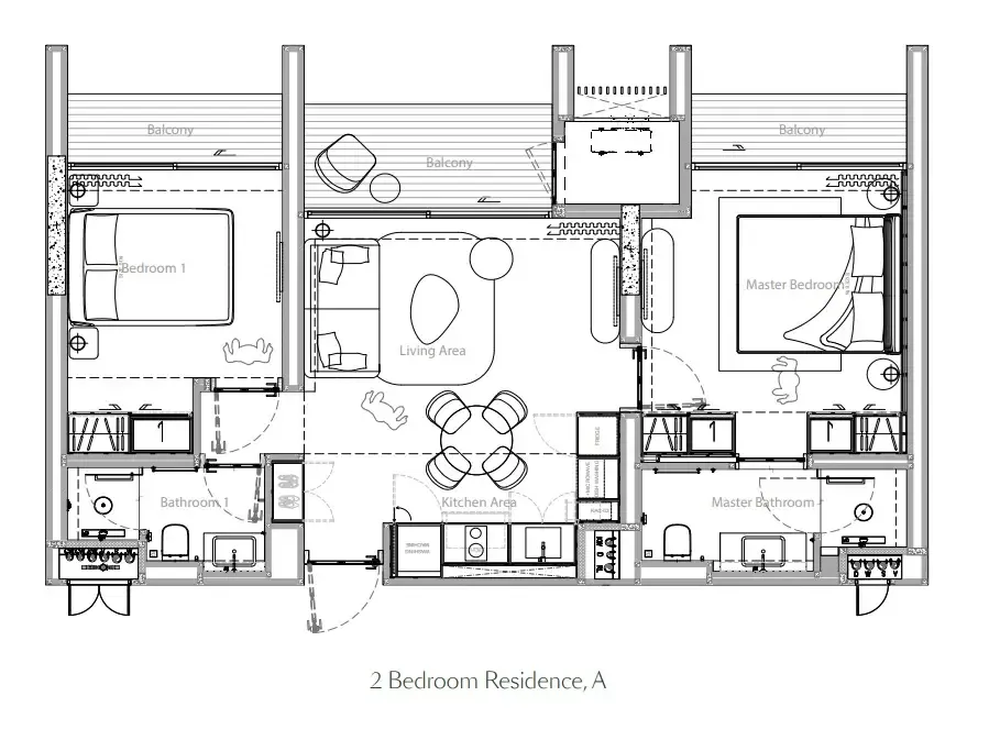 Gardens of Eden - Park Residence 2 bed floor plan, 861 – 872 sqft