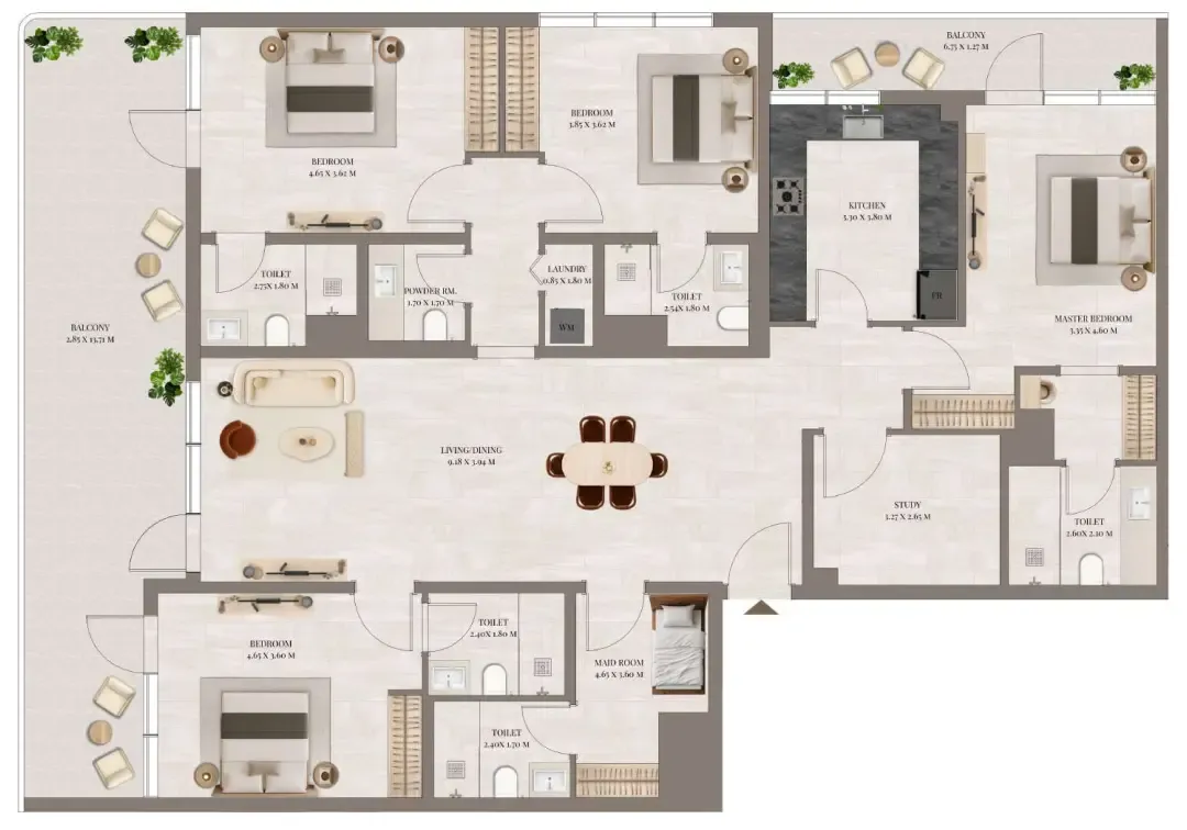Rivo 4 bed floor plan, 2,638 sqft