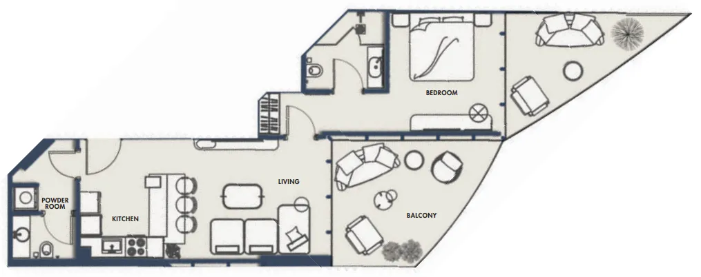 Amra Residences 1 bed floor plan, 833 sqft