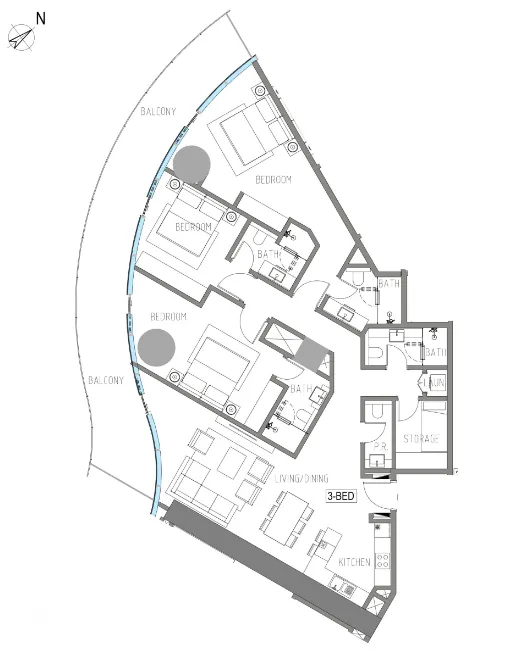 Damac Casa 3 bed floor plan, 2,062 sqft