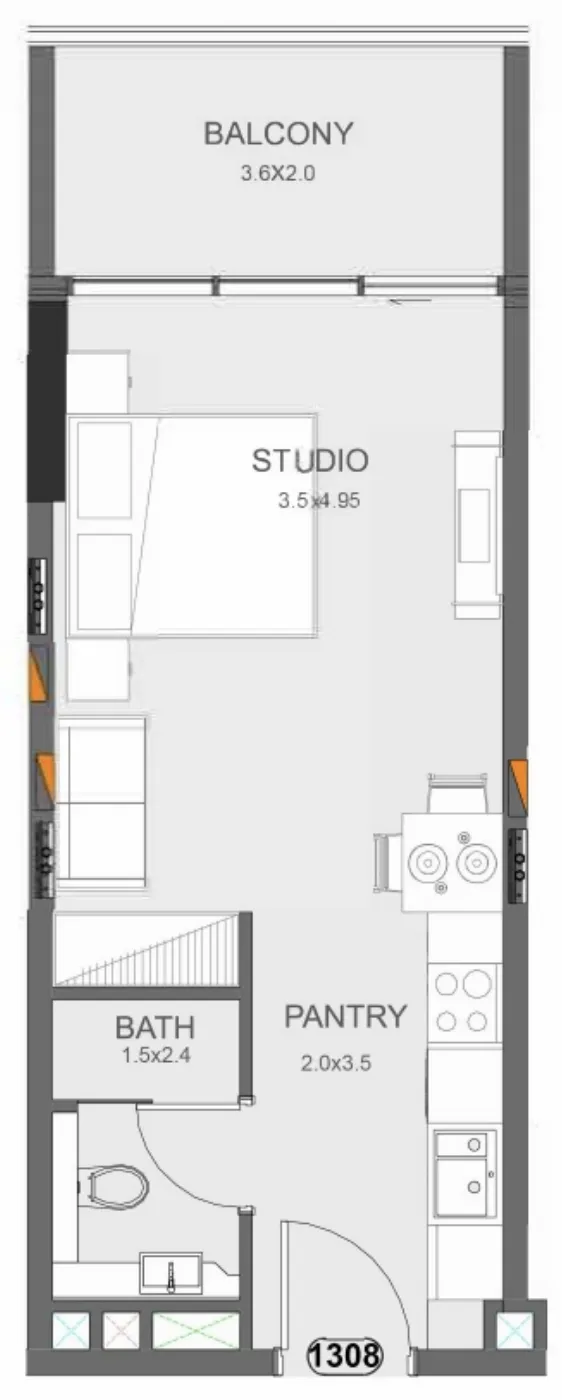 Floarea Oasis Studio floor plan, 425 sqft