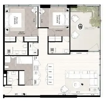 Solcasa Residence 2 bed floor plan, 1,339 sqft
