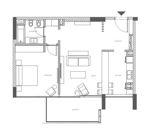 Sealine Residence 1 bed floor plan, 932 – 944 sqft