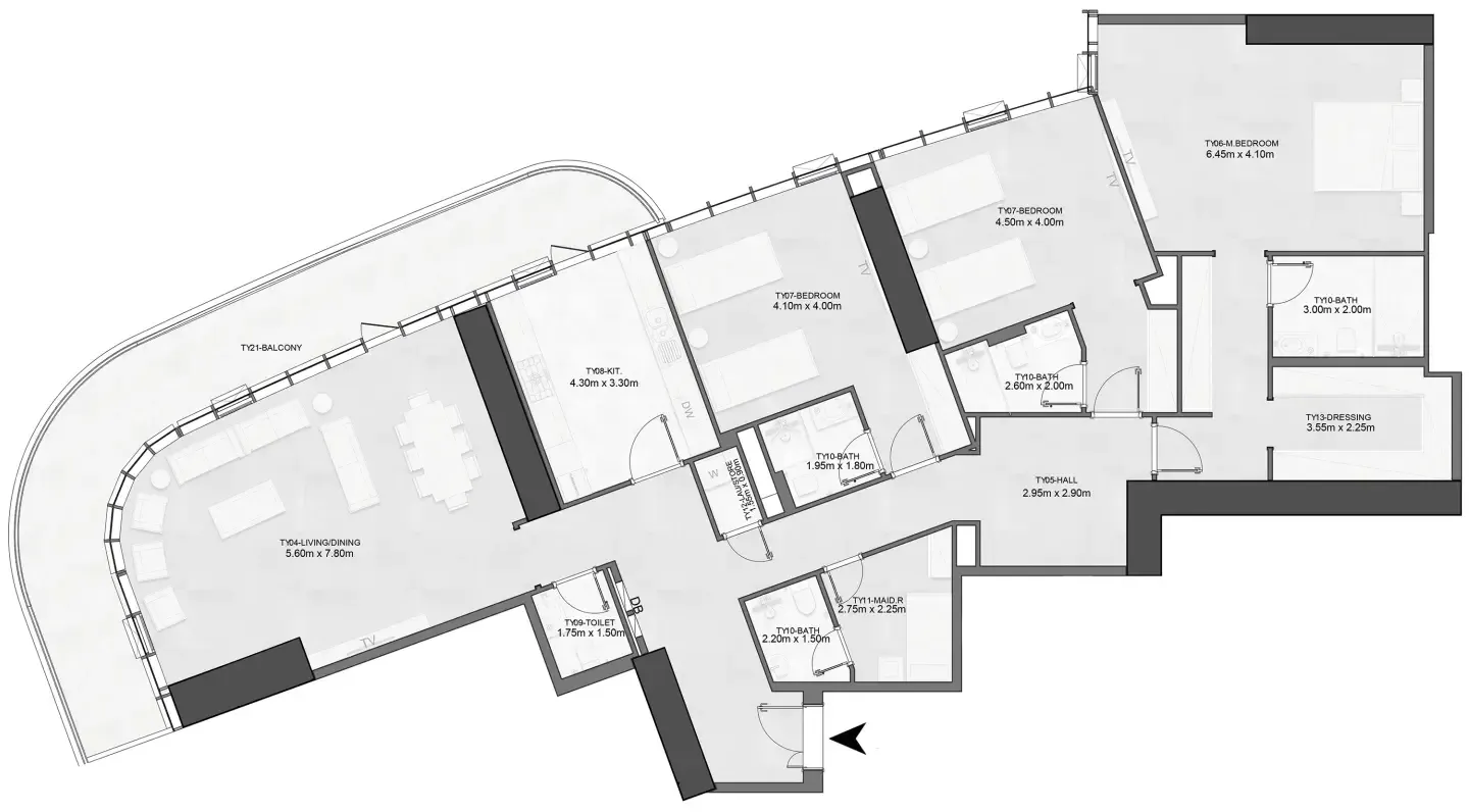 Joud Tower 3 bed floor plan, 2,854 sqft