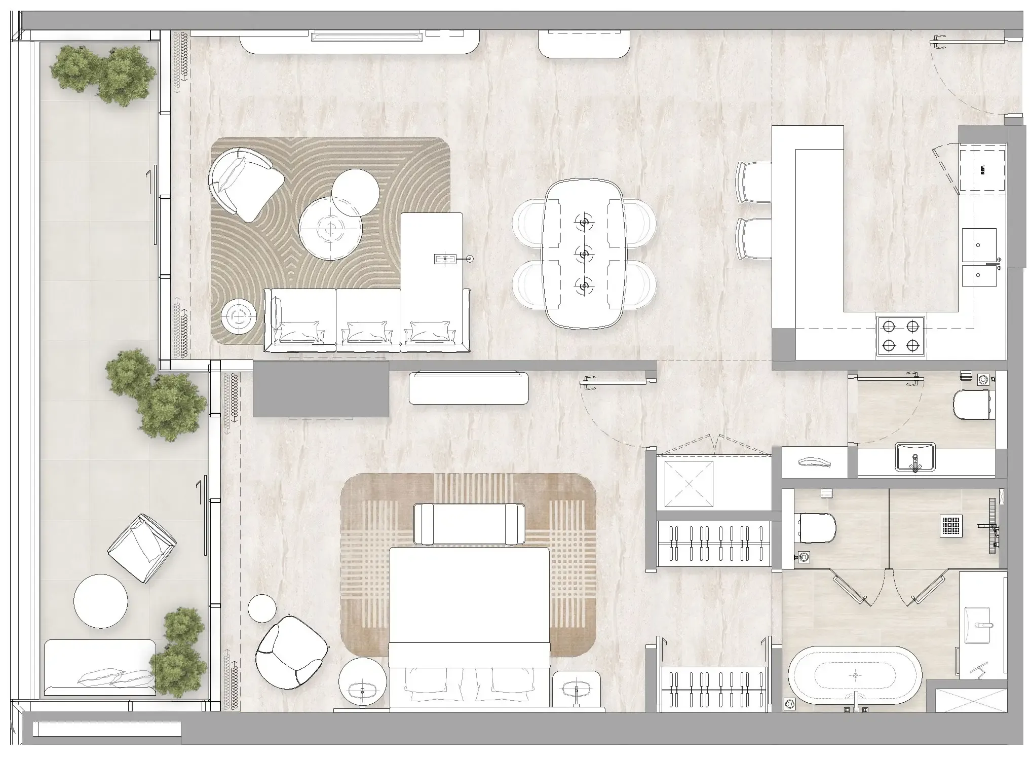 Kempinski Marina Residences 1 bed floor plan, 1,173 sqft