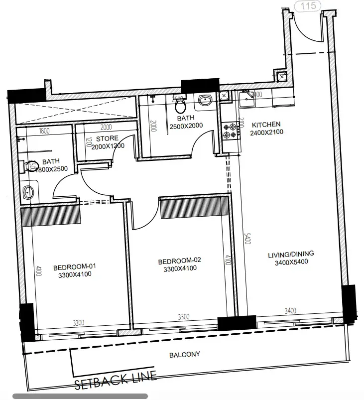 Astra South 2 bed floor plan, 1,019 sqft