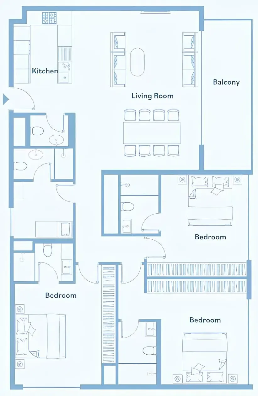 Luma Park Views 3 bed floor plan, 1,711 sqft