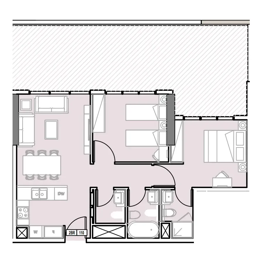 Verdana III 2 bed floor plan, 1,139 sqft