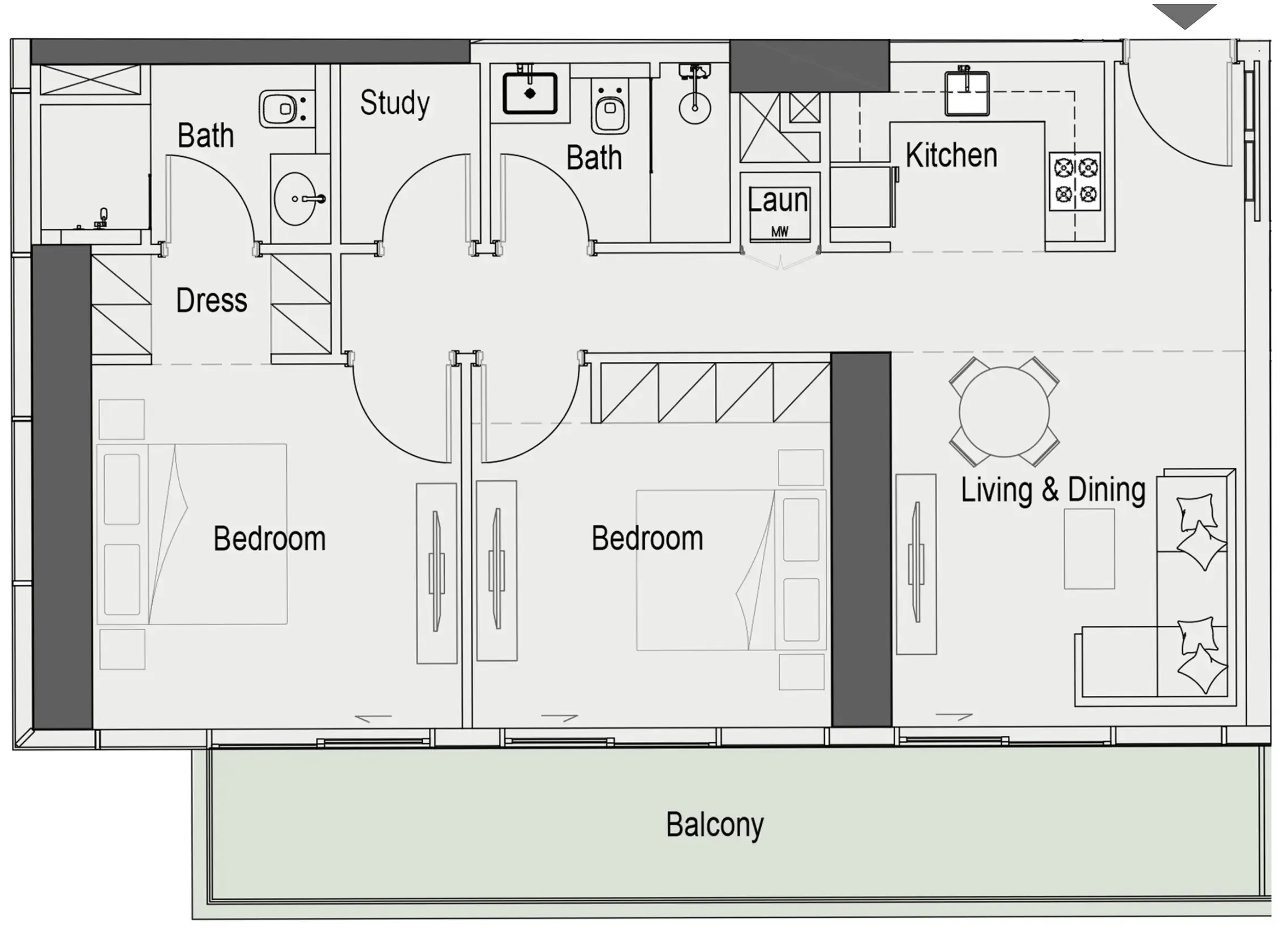 Sierra by Iman 2 bed floor plan, 1,060 – 1,171 sqft