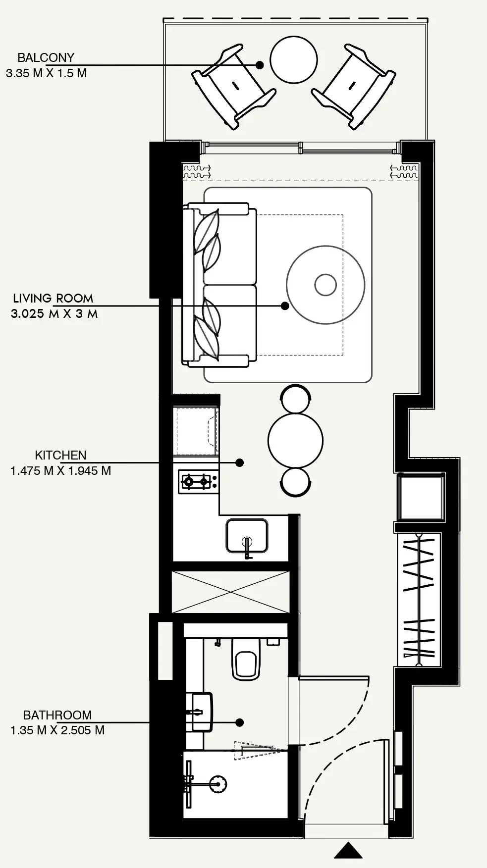 Azizi Venice Studio floor plan, 363 sqft
