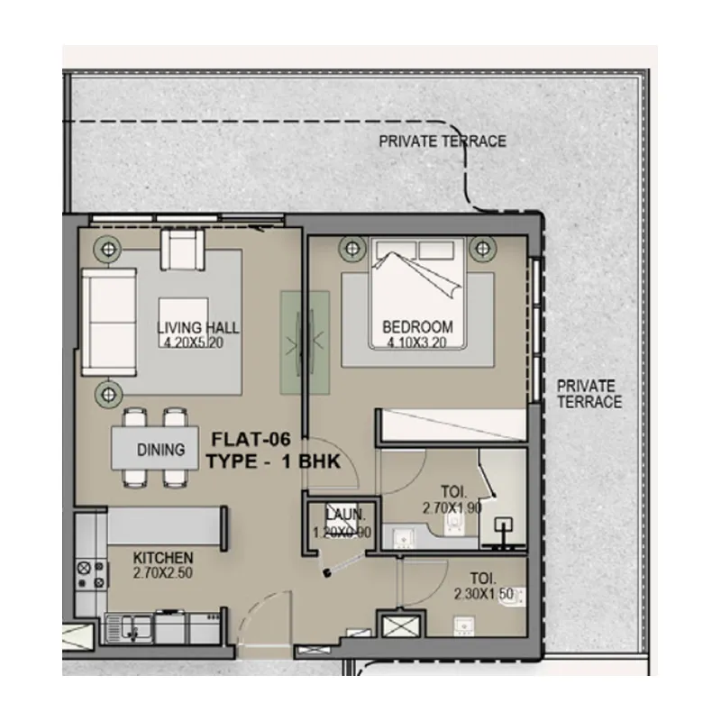 Helvetia Residences 1 bed floor plan, 973 sqft