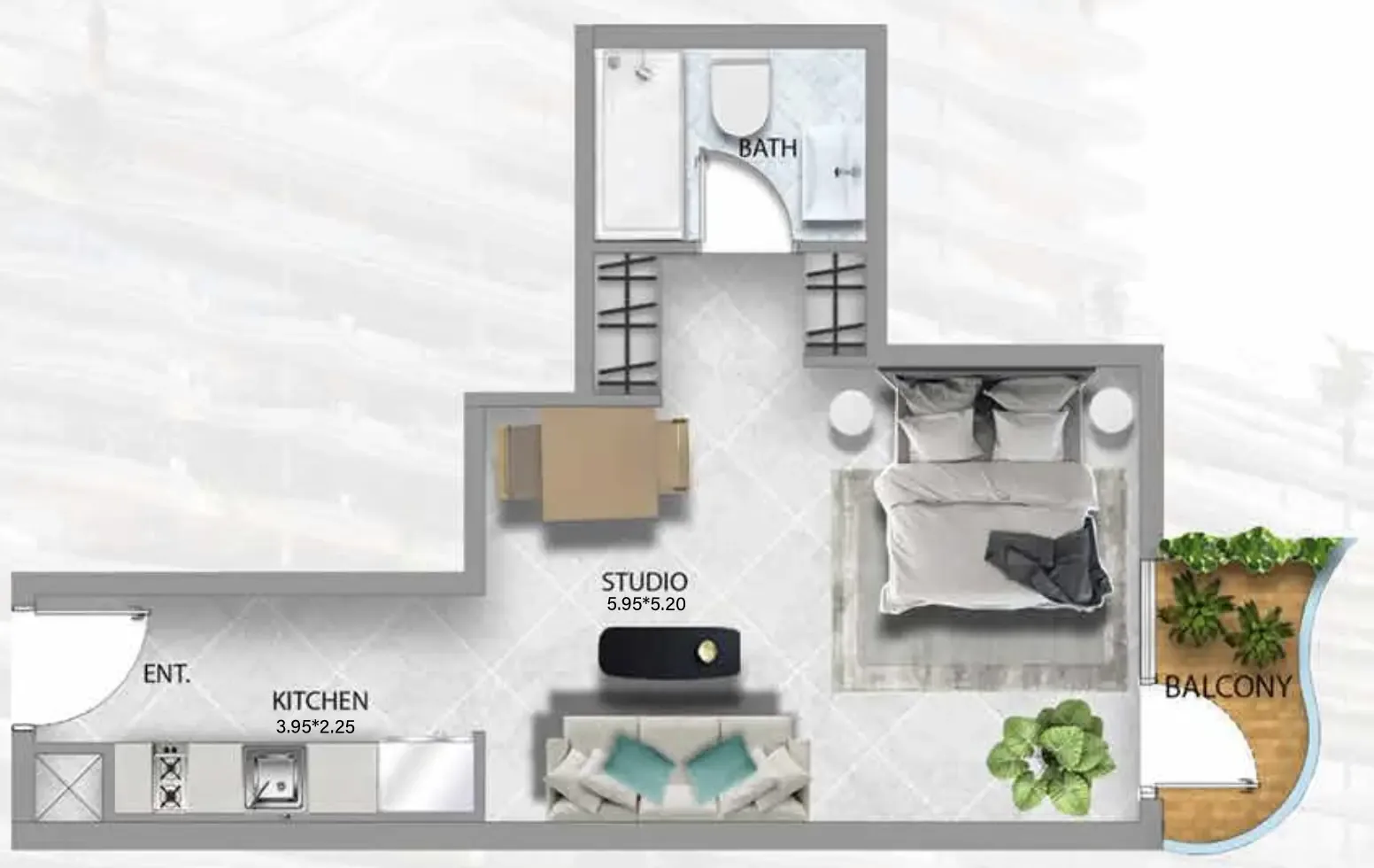 311 Boulevard Studio floor plan, 479 sqft