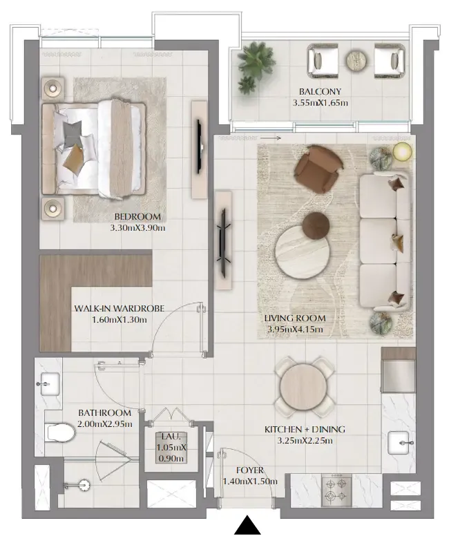 Terra Woods 1 bed floor plan, 742 – 765 sqft