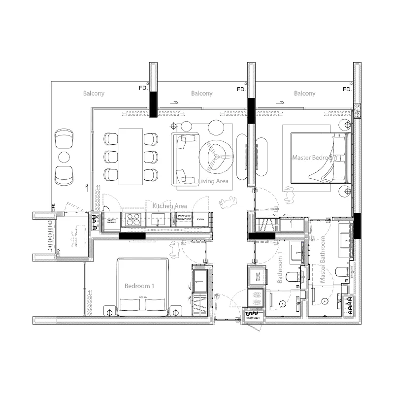 Gardens of Eden - Park Residence 2 bed floor plan, 1,077 sqft