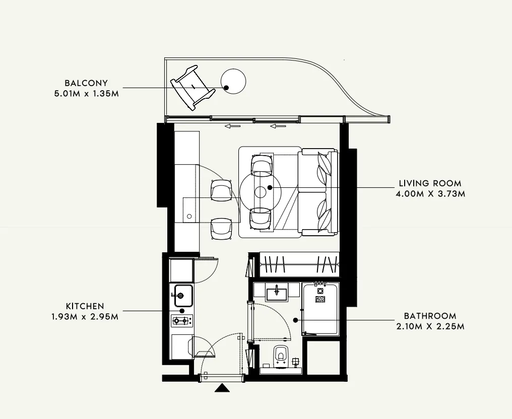 Azizi Venice Studio floor plan, 347 sqft