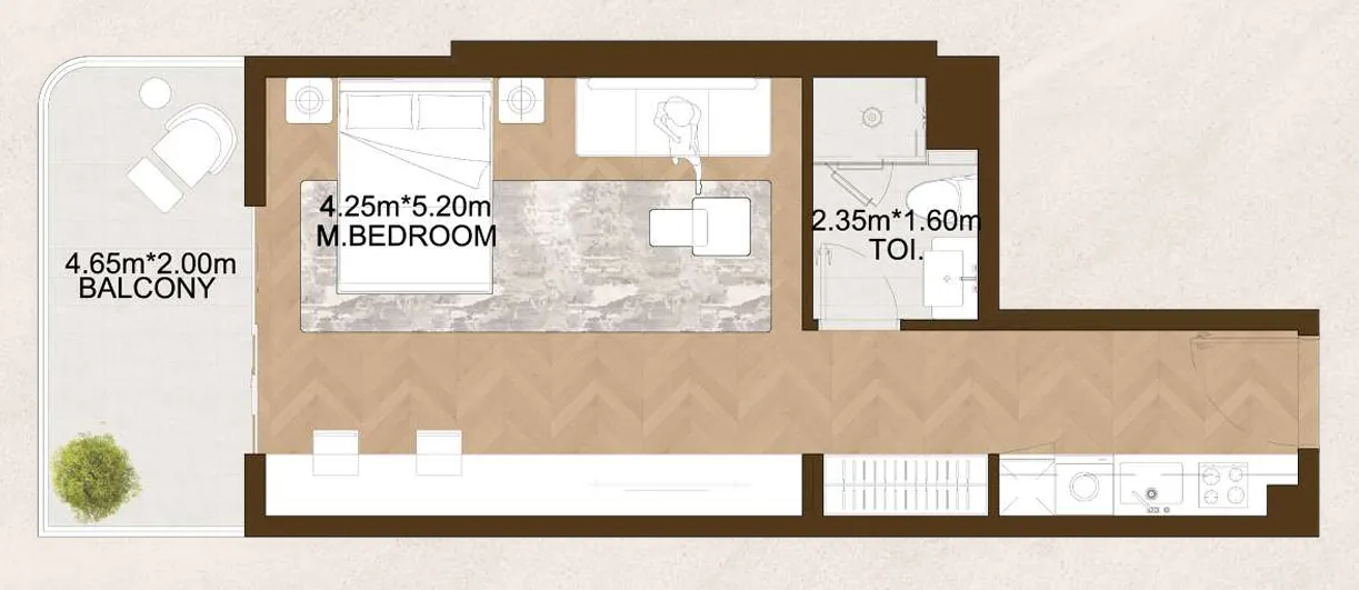 Sports View 2 Studio floor plan, 480 – 601 sqft