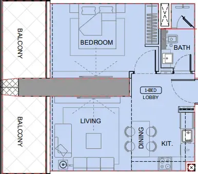 One by Binghatti 1 bed floor plan, 781 sqft