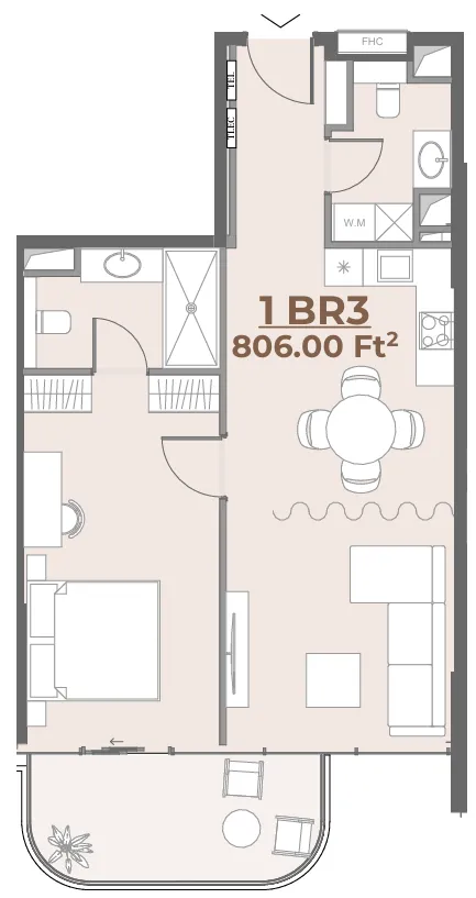 House of WELL 1 bed floor plan, 806 sqft