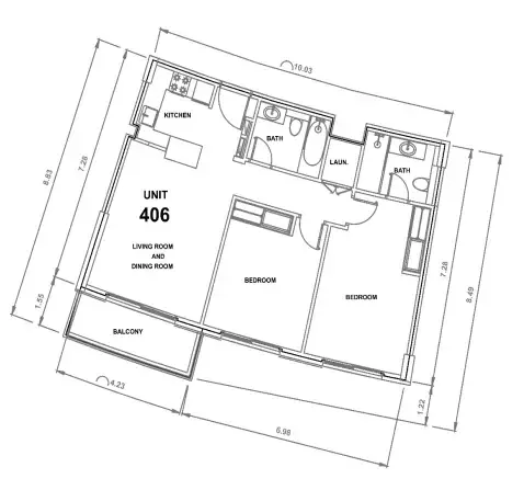 Majestique Residence 2 2 bed floor plan, 889 sqft