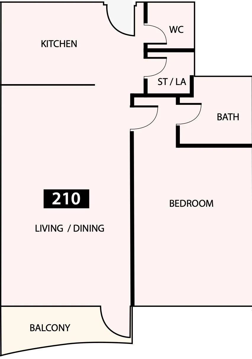 Paradise View 1 1 bed floor plan, 777 sqft