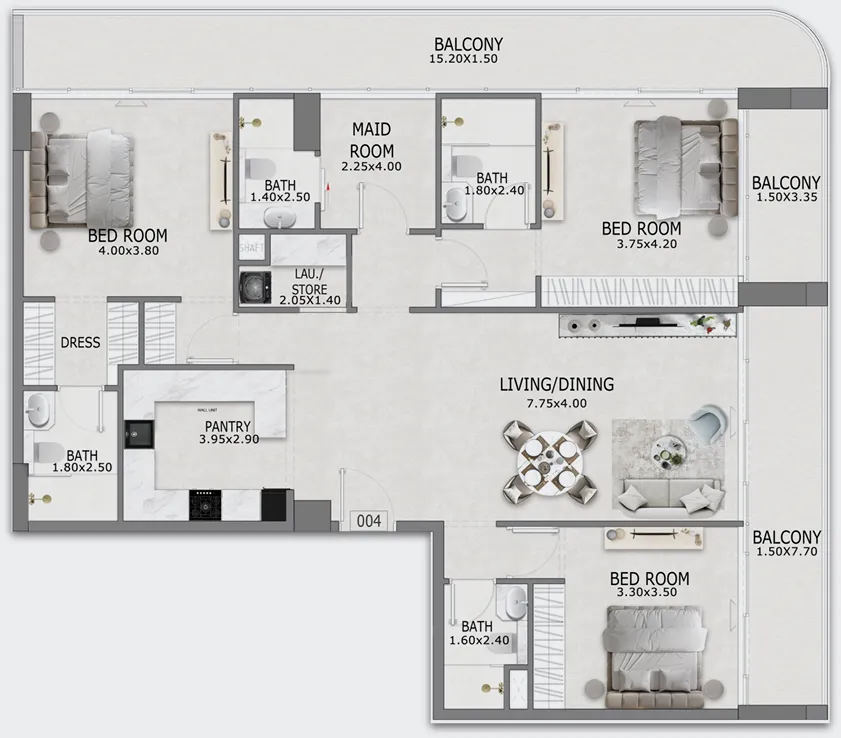 Casa Altia 3 bed floor plan, 1,894 sqft