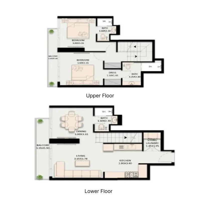 Golden Wood Views V 2 bed floor plan, 1,142 – 1,263 sqft