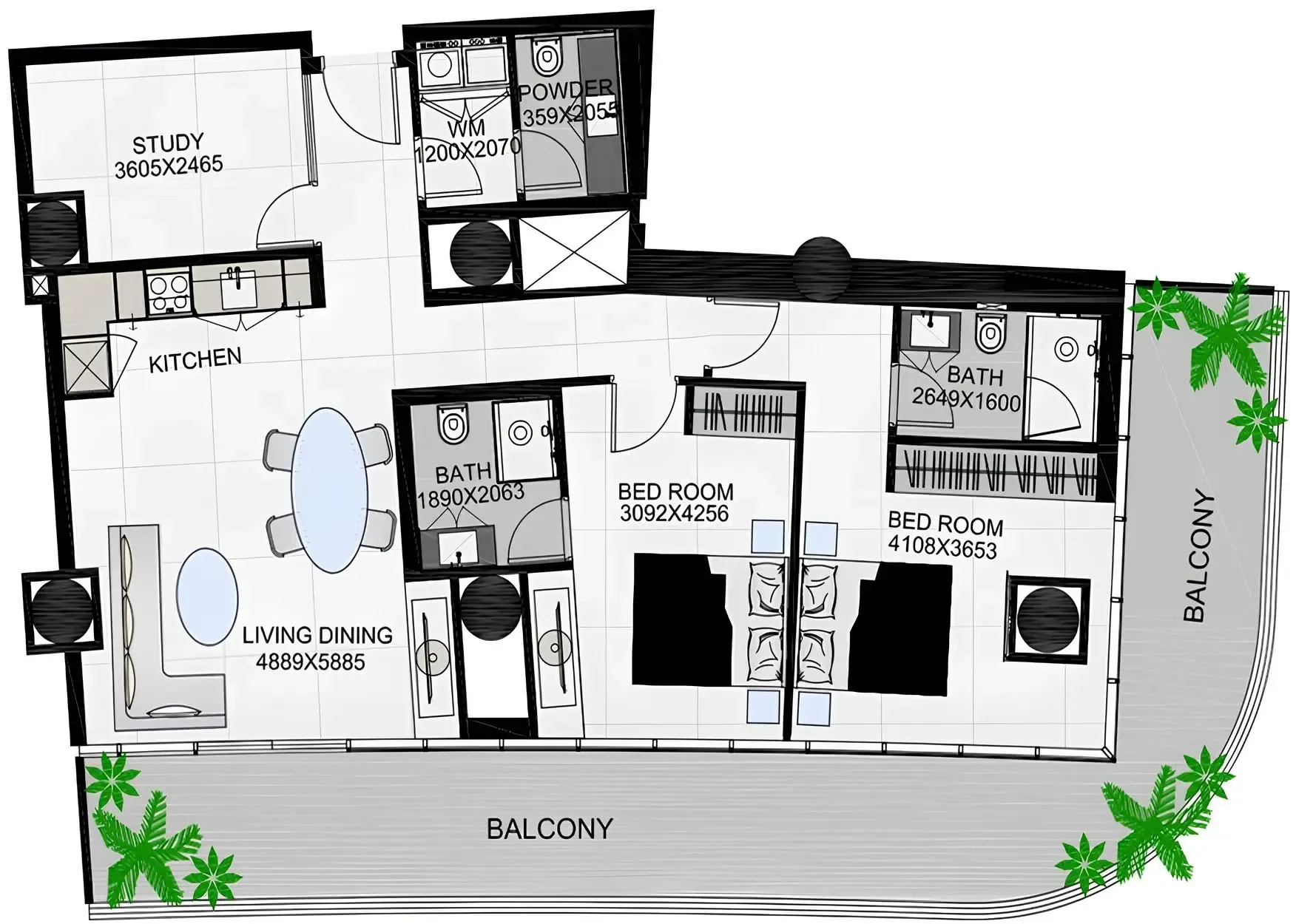 The Community Sports Arena 2 bed floor plan, 1,527 sqft