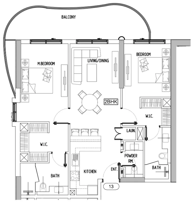 Damac Lagoons Views Phase 3 2 bed floor plan, 1,159 sqft