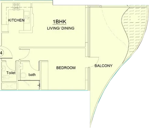 Volga Tower 1 bed floor plan, 879 sqft