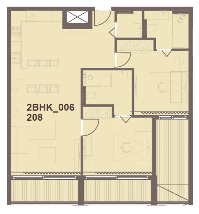 J-Haus Residence 2 bed floor plan, 1,126 sqft