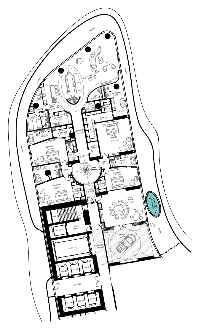Bugatti Residences by Binghatti 4 bed floor plan, 10,112 sqft