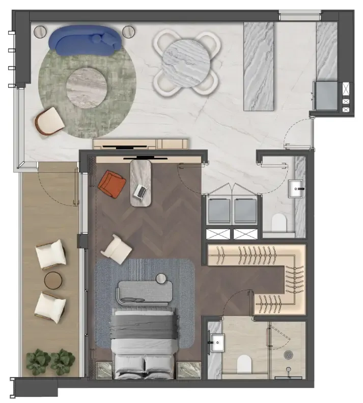 Mas Barsha Residency 1 bed floor plan, 949 sqft