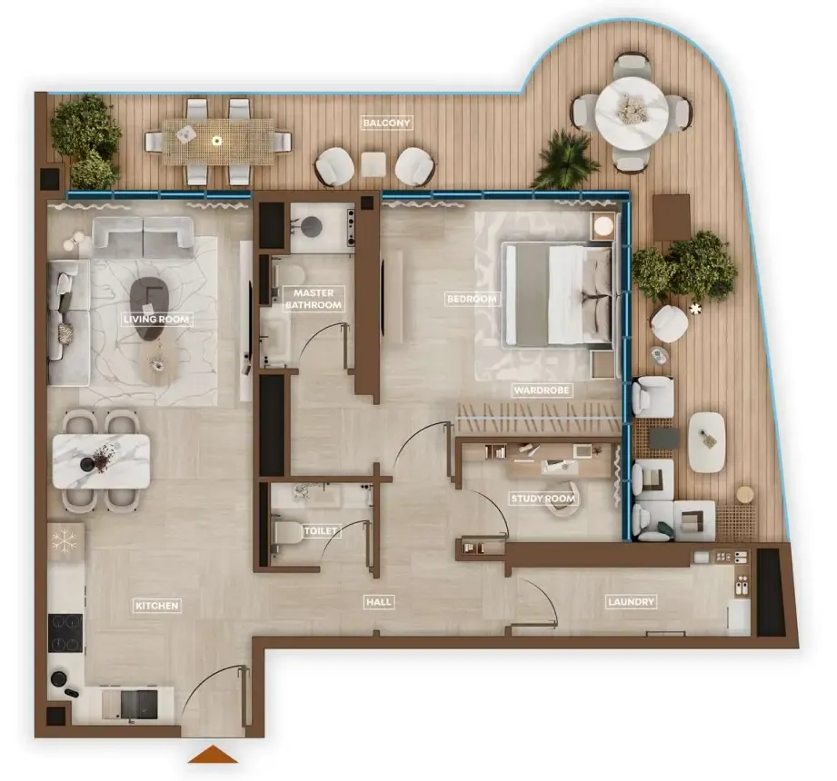 Sky Hills Astra 1 bed floor plan, 1,206 sqft