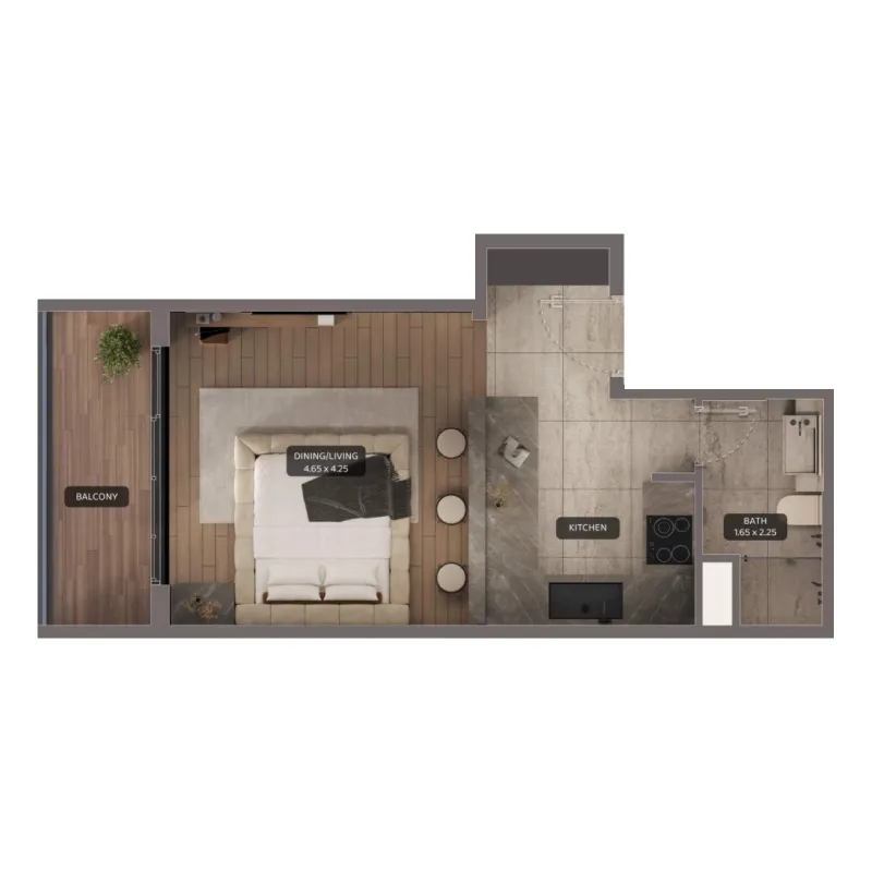 Urban Life Studio floor plan, 511 sqft