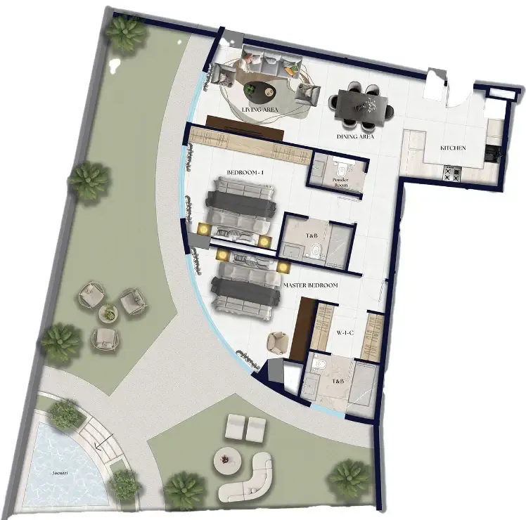 Xenia Residence 2 bed floor plan, 2,571 sqft