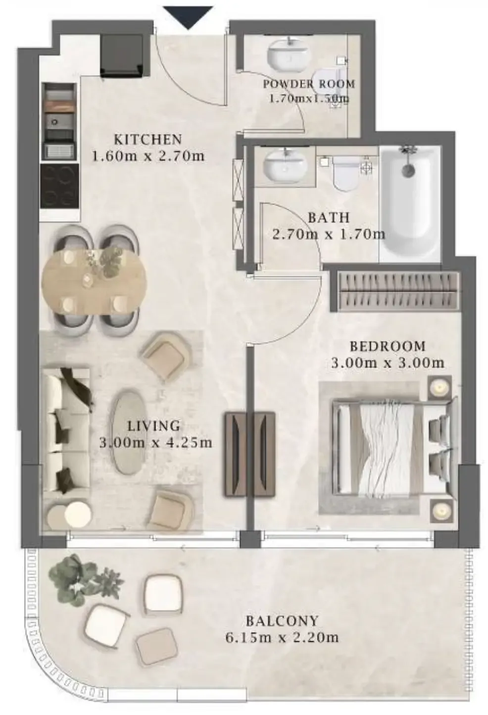 Arthouse Residences by Cledor 1 bed floor plan, 606 sqft