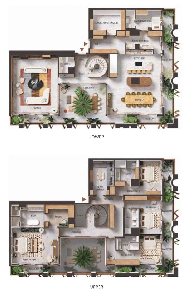 Elire Managed by LUX 4 bed floor plan, 5,362 – 5,392 sqft