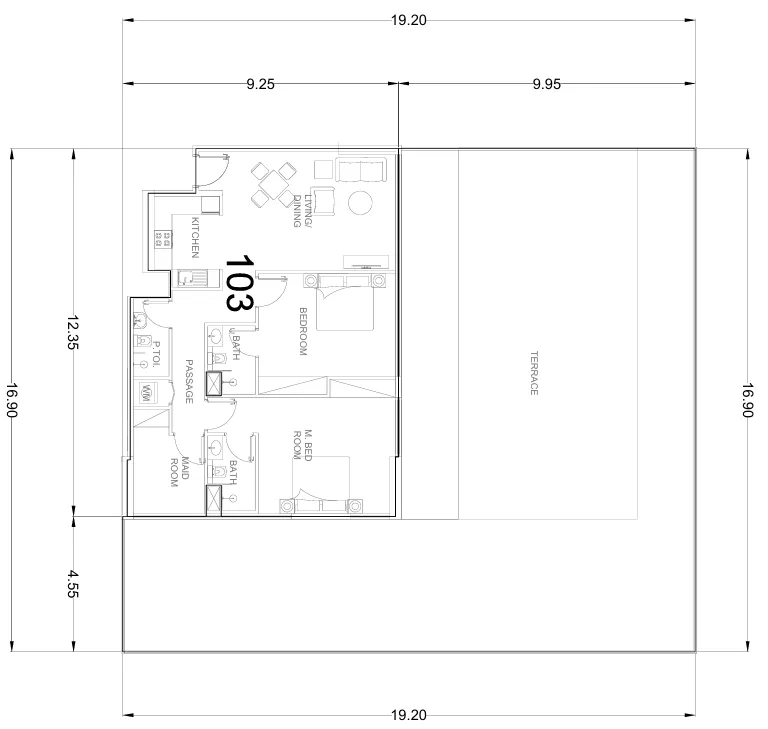 Whitecliffs Residences 2 bed floor plan, 3,386 sqft