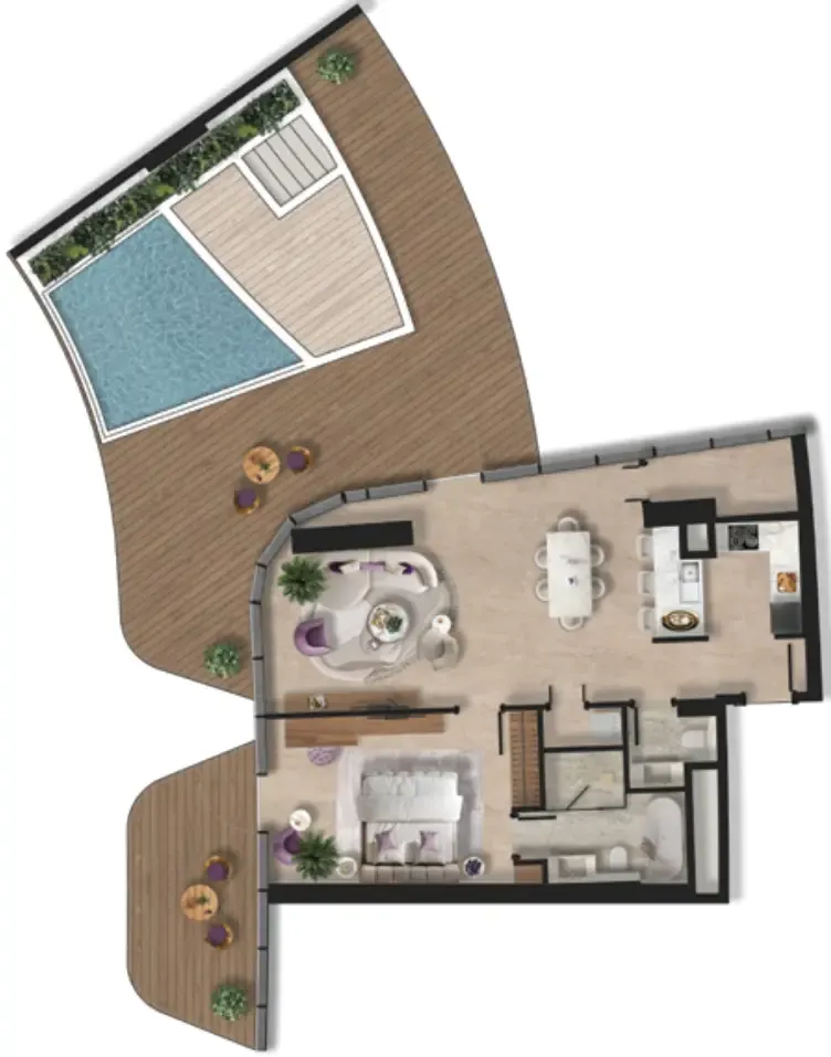 Taj Wellington Mews 1 bed floor plan, 1,995 sqft
