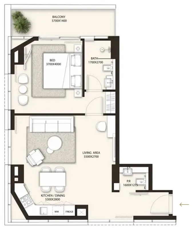 Condor Golf Links 18 1 bed floor plan, 804 sqft