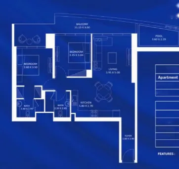 Fashionz 2 bed floor plan, 1,177 – 1,178 sqft