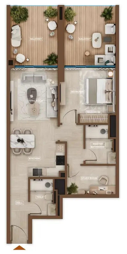 Sky Hills Astra 1 bed floor plan, 1,029 sqft