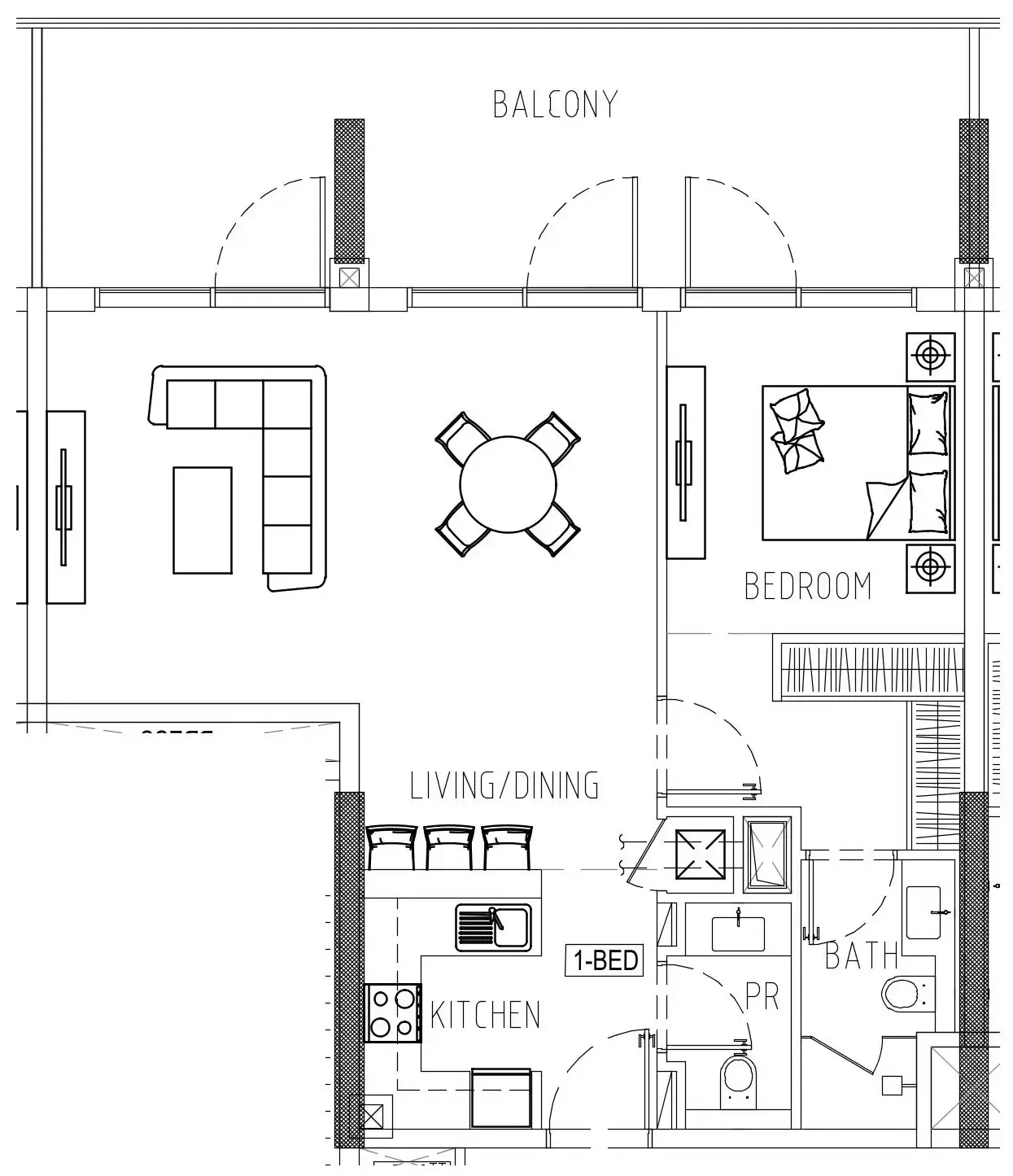 Damac Riverside Views 1 bed floor plan, 1,047 sqft