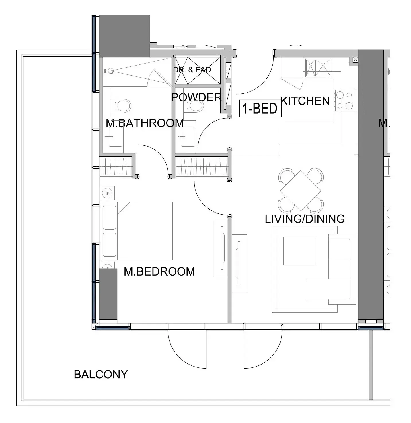 Damac Safa Gate 1 bed floor plan, 984 sqft
