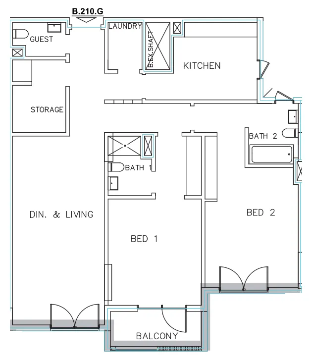 Janayen Avenue 2 bed floor plan, 1,510 sqft