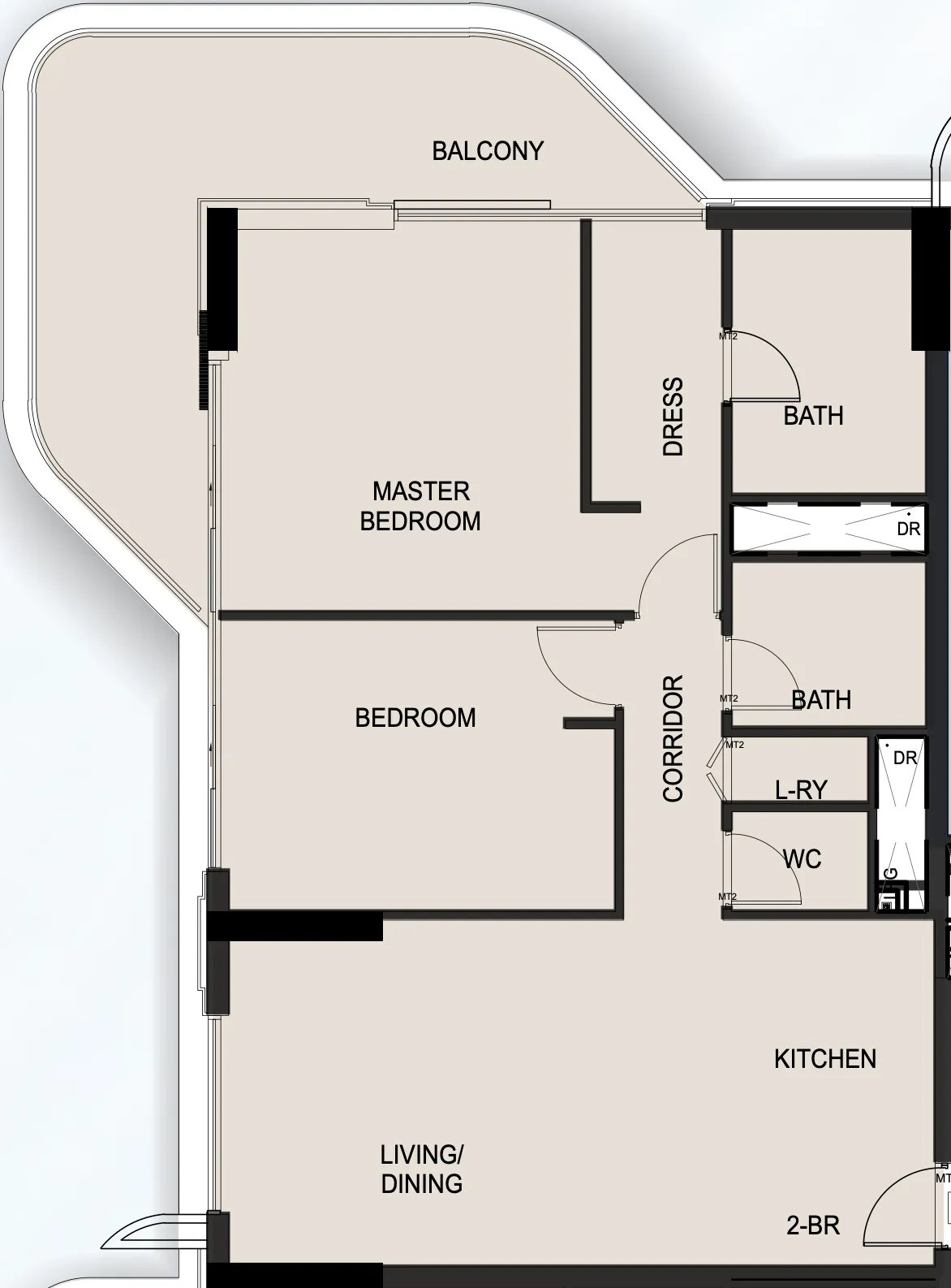 Edgewater Residences 1, 2 and 3 2 bed floor plan, 1,310 sqft